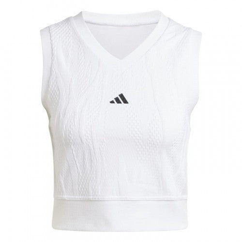 Front - Adidas Womens/Ladies Cropped V Neck Slim Tank Top