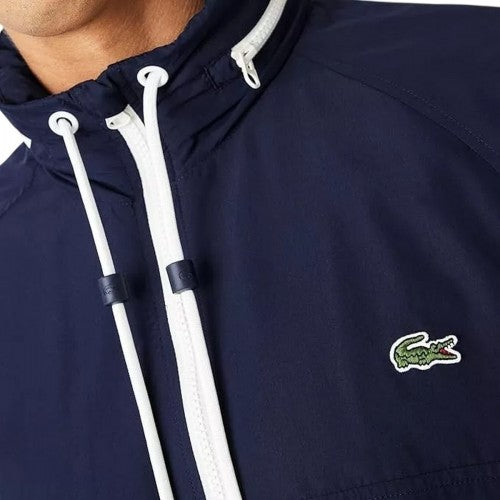 Front - Lacoste Mens Water Repellent Detachable Hood Jacket