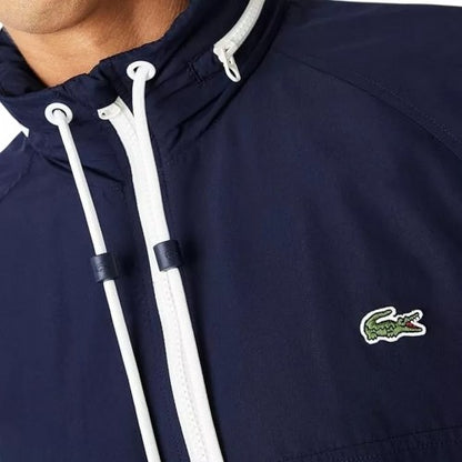 Front - Lacoste Mens Water Repellent Detachable Hood Jacket