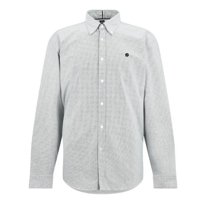 Front - Boss Mens Liam Patterned Collared Long-Sleeved Button-Down Shirt