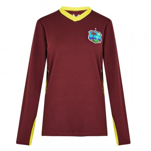 Front - Castore Womens/Ladies West Indies Regular Long-Sleeved Cricket T-Shirt