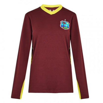 Front - Castore Womens/Ladies West Indies Regular Long-Sleeved Cricket T-Shirt
