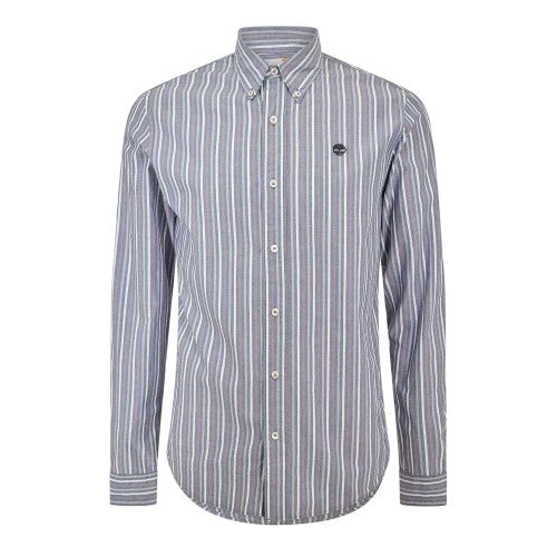 Front - Timberland Mens Striped Collared Long-Sleeved Button-Down Shirt