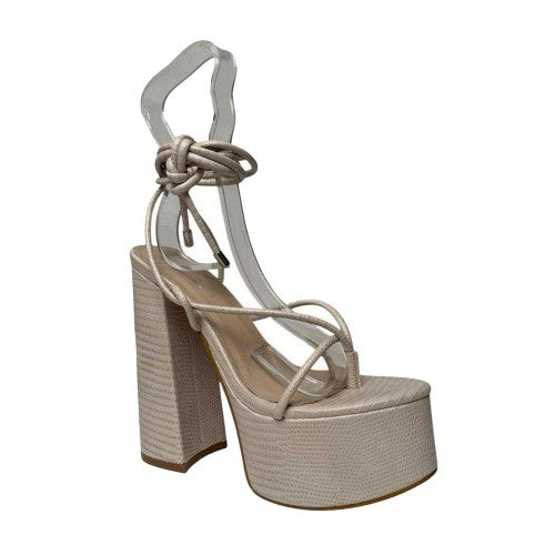 Front - No Doubt Womens/Ladies Reptile Print Leather Platform Block Sandals