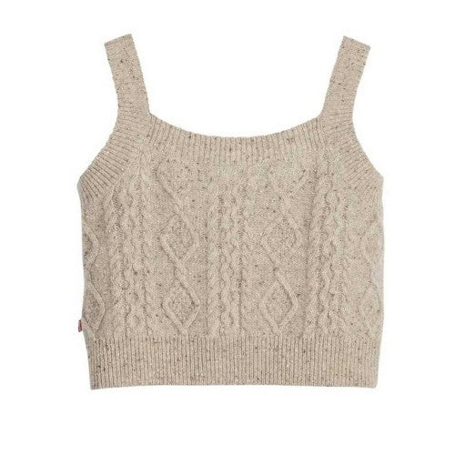 Front - Levis Womens/Ladies Cable Knit Cropped Tank Top