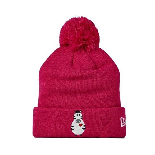 Front - New Era Childrens/Kids Zebra Pom Pom Beanie