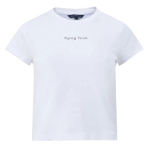 Front - FCUK Womens/Ladies Text Crew Neck Slim Crop T-Shirt