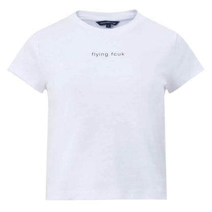 Front - FCUK Womens/Ladies Text Crew Neck Slim Crop T-Shirt