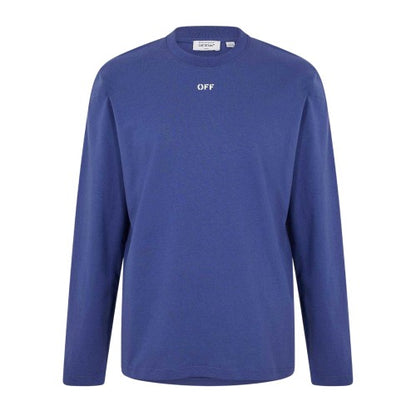 Front - Off White Mens Crew Neck Regular Long-Sleeved T-Shirt