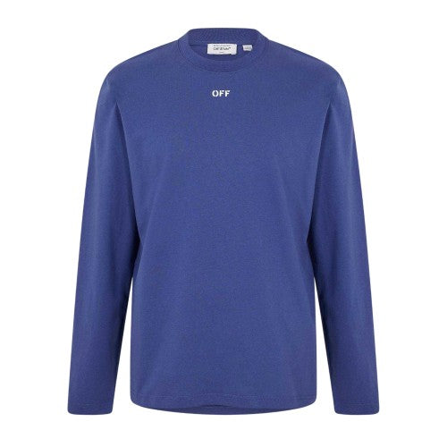 Front - Off White Mens Crew Neck Regular Long-Sleeved T-Shirt
