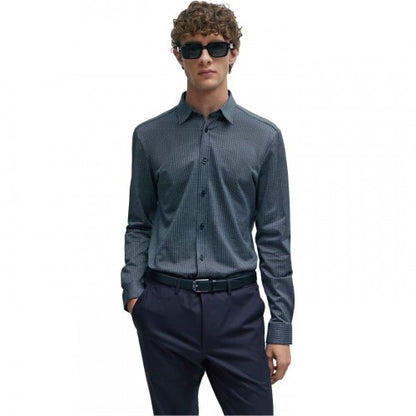 Front - Hugo Boss Mens Roan Kent Oxford Long-Sleeved Button-Down Shirt