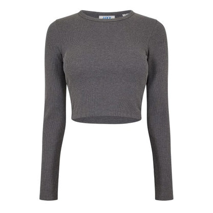 Front - JJXX Womens/Ladies Feline Slim Long-Sleeved Crop T-Shirt