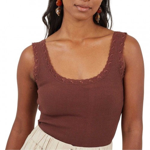 Front - Brave Soul Womens/Ladies Lace Trim Ribbed Bodysuit