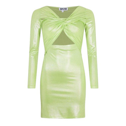 Front - AmyLynn Womens/Ladies Metallic Front Tie Bodycon Dress