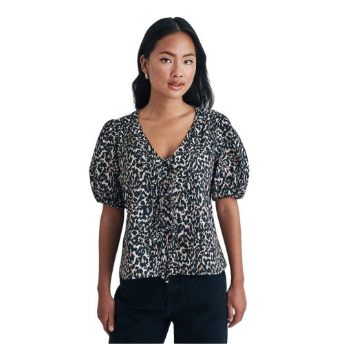 Front - Nobody´s Child Womens/Ladies Leopard Print Puff Sleeve Blouse