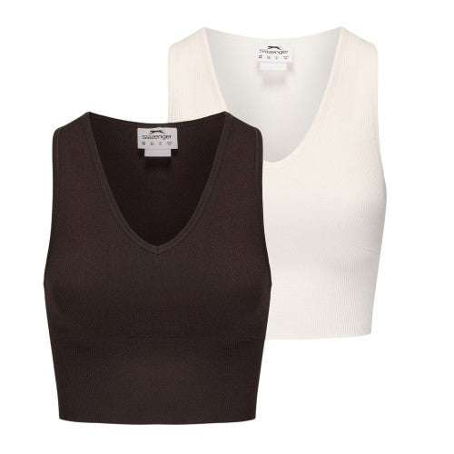 Front - Slazenger Womens/Ladies V Neck Slim Crop Top (Pack of 2)