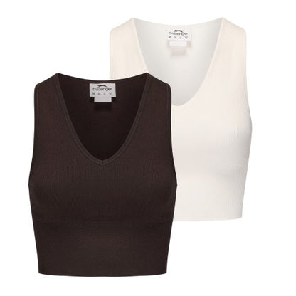Front - Slazenger Womens/Ladies V Neck Slim Crop Top (Pack of 2)