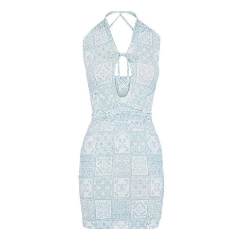 Front - Off White Womens/Ladies Bandana Print Mini Dress