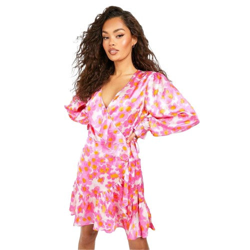 Front - Influence Womens/Ladies Floral Satin Skater Dress