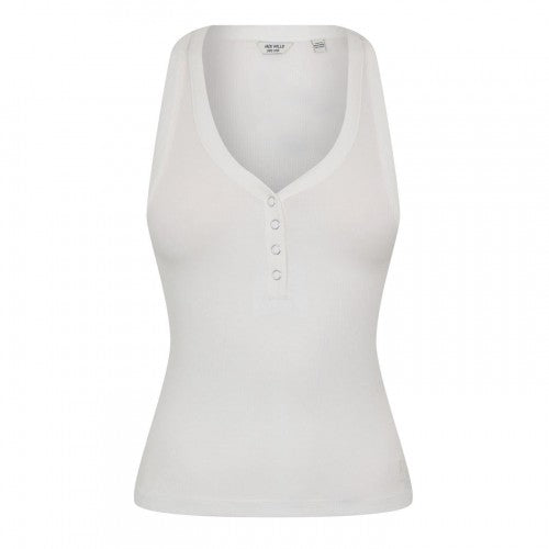 Front - Jack Wills Womens/Ladies Ribbed Henley Slim Vest Top