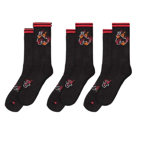 Front - Ape Mens Flaming Crew Socks (Pack of 3)