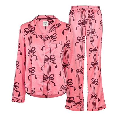 Front - Chelsea Peers Womens/Ladies Bow Long-Sleeved Long Pyjama Set