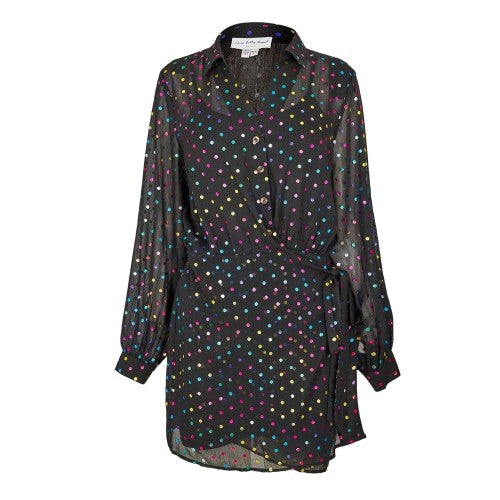 Front - Never Fully Dressed Womens/Ladies Miley Polka Dot Sheer Wrap Dress