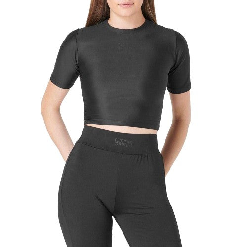 Front - Certified Womens/Ladies Plain Crop T-Shirt