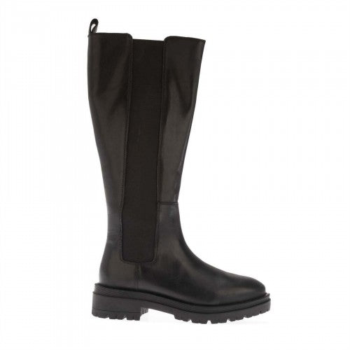 Front - Dune London Womens/Ladies Leather Elasticated Panel Knee-High Boots