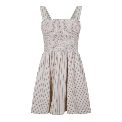 Front - Jack Wills Womens/Ladies Striped Shirred Skater Dress