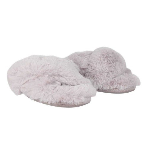 Front - Jack Wills Womens/Ladies Fluffy Cross Strap Slippers