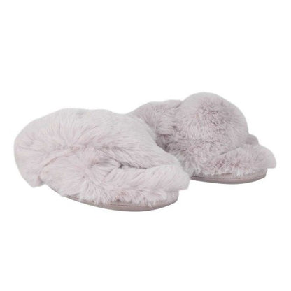 Front - Jack Wills Womens/Ladies Fluffy Cross Strap Slippers