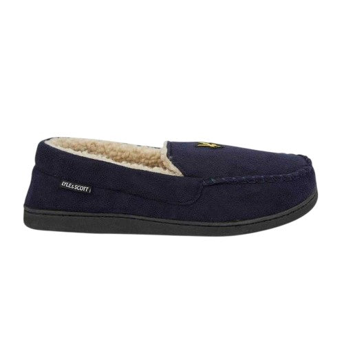 Front - Lyle & Scott Mens Aspen Faux Suede Moccasin Slippers
