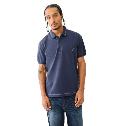 Front - True Religion Mens Embroidered Logo Polo Shirt