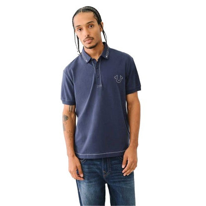 Front - True Religion Mens Embroidered Logo Polo Shirt
