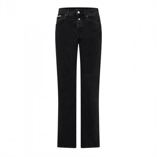 Front - Replay Womens/Ladies Cotton Denim Double Button Straight Jeans