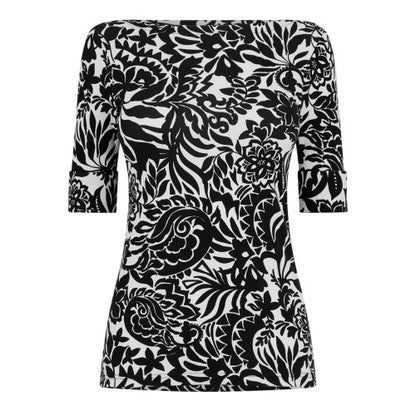 Front - Ralph Lauren Womens/Ladies Floral Boat Neck T-Shirt