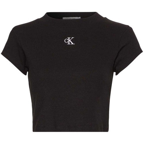 Front - Calvin Klein Womens/Ladies Mono Ribbed Crop T-Shirt
