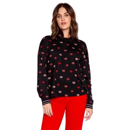 Front - PJ Salvage Womens/Ladies Lippy Long-Sleeved Pyjama Top