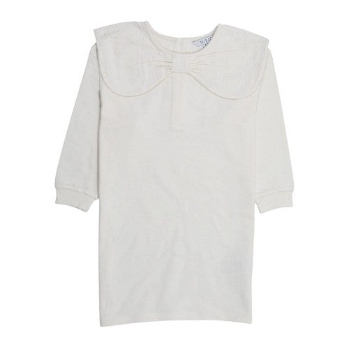 Front - Miso Childrens/Kids Bow Crew Neck 3/4 Sleeve Sweatshirt Dress