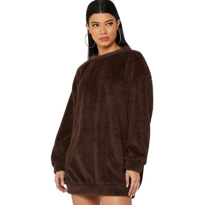 Front - Missy Empire Womens/Ladies Borg Jumper Dress