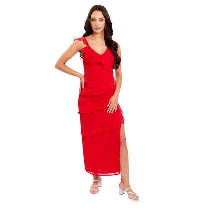 Front - Influence Womens/Ladies Tiered V Neck Cami Maxi Dress