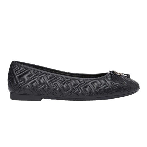 Front - Tommy Hilfiger Womens/Ladies Leather Quilted Ballerina Flats
