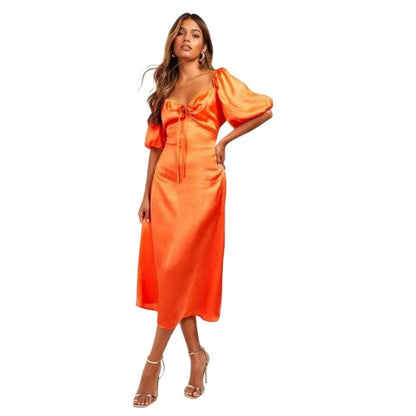 Front - Influence Womens/Ladies Satin Puff Sleeve Midi Dress