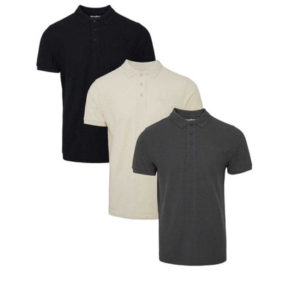 Front - Threadbare Mens Regular Short-Sleeved Polo Shirt (Pack of 3)