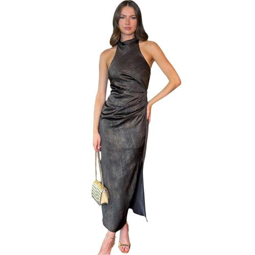 Front - AX Paris Womens/Ladies Crocodile Skin Formal Midi Dress