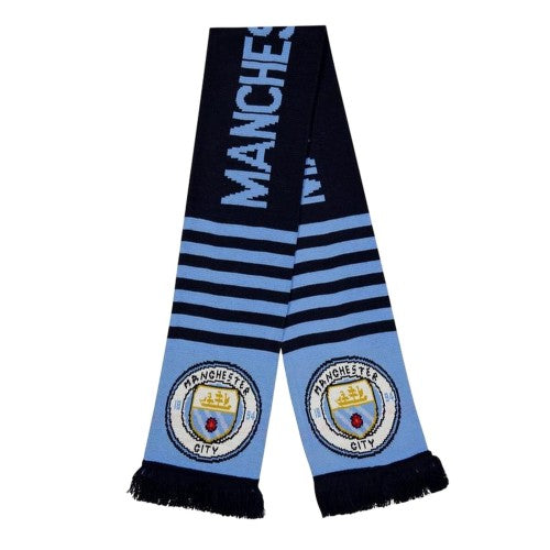 Front - Manchester City FC Striped Acrylic Scarf