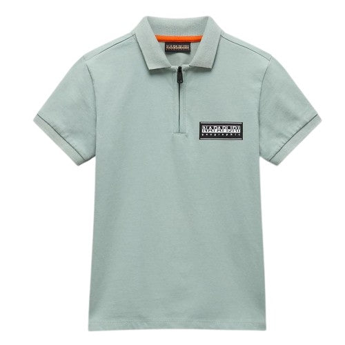 Front - Napapijri Boys Zip Neck Regular Polo Shirt