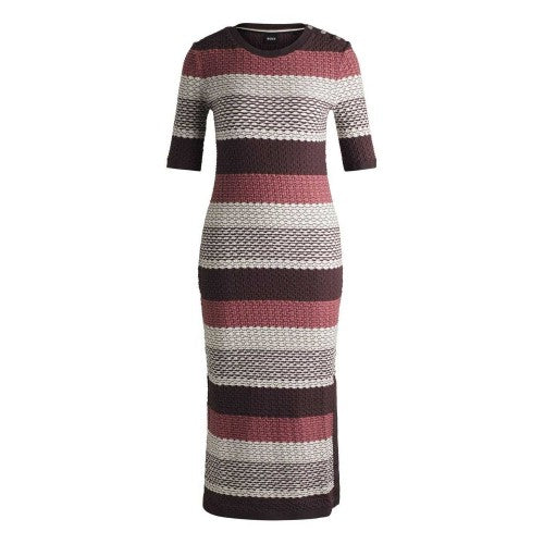 Front - Boss Womens/Ladies Etanah Striped Knitted Maxi Dress