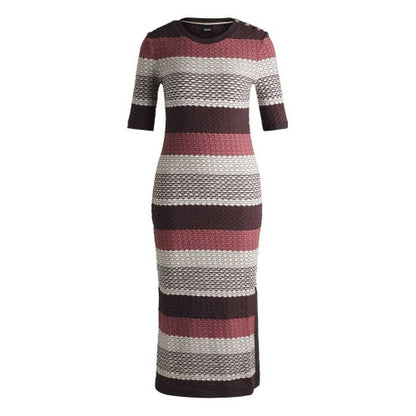 Front - Boss Womens/Ladies Etanah Striped Knitted Maxi Dress